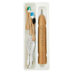 AchSchon 1set Sonic Bamboo Electric Toothbrush Waterproof Ultrasonic Automatic Tooth Brush With 3 Soft Head Oral Hygiene Clean