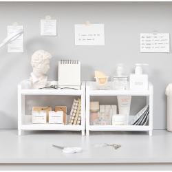 Aconasik Simple style Bookshelves Universal 2 Shelf Bookcase Set of 2 in Pure White