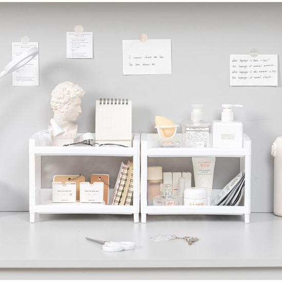 Aconasik Simple style Bookshelves Universal 2 Shelf Bookcase Set of 2 in Pure White