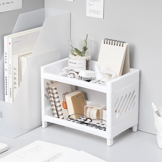 Aconasik Simple style Bookshelves Universal 2 Shelf Bookcase Set of 2 in Pure White