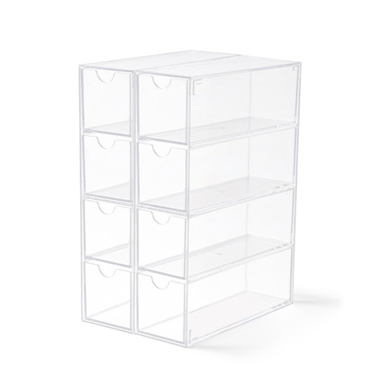 High Quality Desk Drawer Organizer - 8 Drawers,Office & Bathroom Storage Solution,Transparent Acrylic,Smooth Pull,Edge Polishing,Durable Non-Yellowing,Space Saving,Drawer Divider & File Organizer