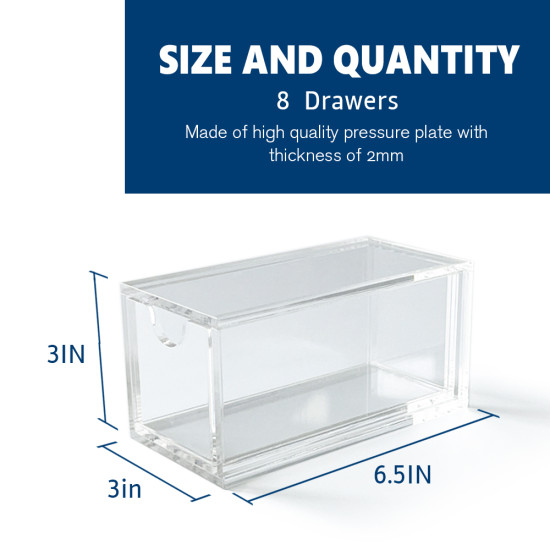 High Quality Desk Drawer Organizer - 8 Drawers,Office & Bathroom Storage Solution,Transparent Acrylic,Smooth Pull,Edge Polishing,Durable Non-Yellowing,Space Saving,Drawer Divider & File Organizer