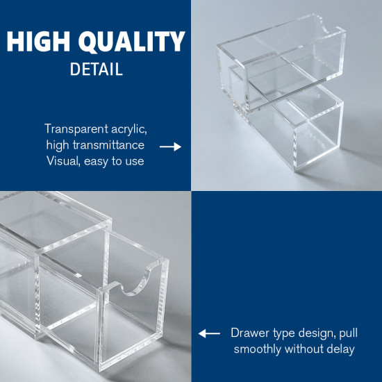 High Quality Desk Drawer Organizer - 8 Drawers,Office & Bathroom Storage Solution,Transparent Acrylic,Smooth Pull,Edge Polishing,Durable Non-Yellowing,Space Saving,Drawer Divider & File Organizer
