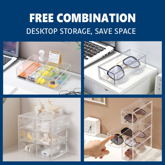 High Quality Desk Drawer Organizer - 8 Drawers,Office & Bathroom Storage Solution,Transparent Acrylic,Smooth Pull,Edge Polishing,Durable Non-Yellowing,Space Saving,Drawer Divider & File Organizer