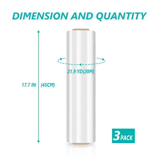 3-Pack 21.9yd x 17.7in Transparent Unbreakable High Elasticity Wrap, Wrap For Packing, Press And Seal Wrap, Packing Paper Sheets For Moving, Wrap For Moving