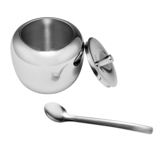 Adodeen Premium 18/8 Stainless Steel Apple-Shaped Sugar Bowl Containers for kitchen use