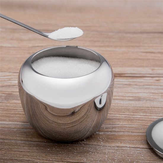 Adodeen Premium 18/8 Stainless Steel Apple-Shaped Sugar Bowl Containers for kitchen use